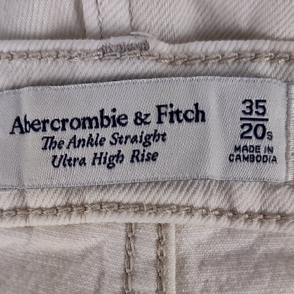 Abercrombie & Fitch The Ankle Straight Ultra High Rise Cotton White Jeans Sz 20 - Picture 10 of 11